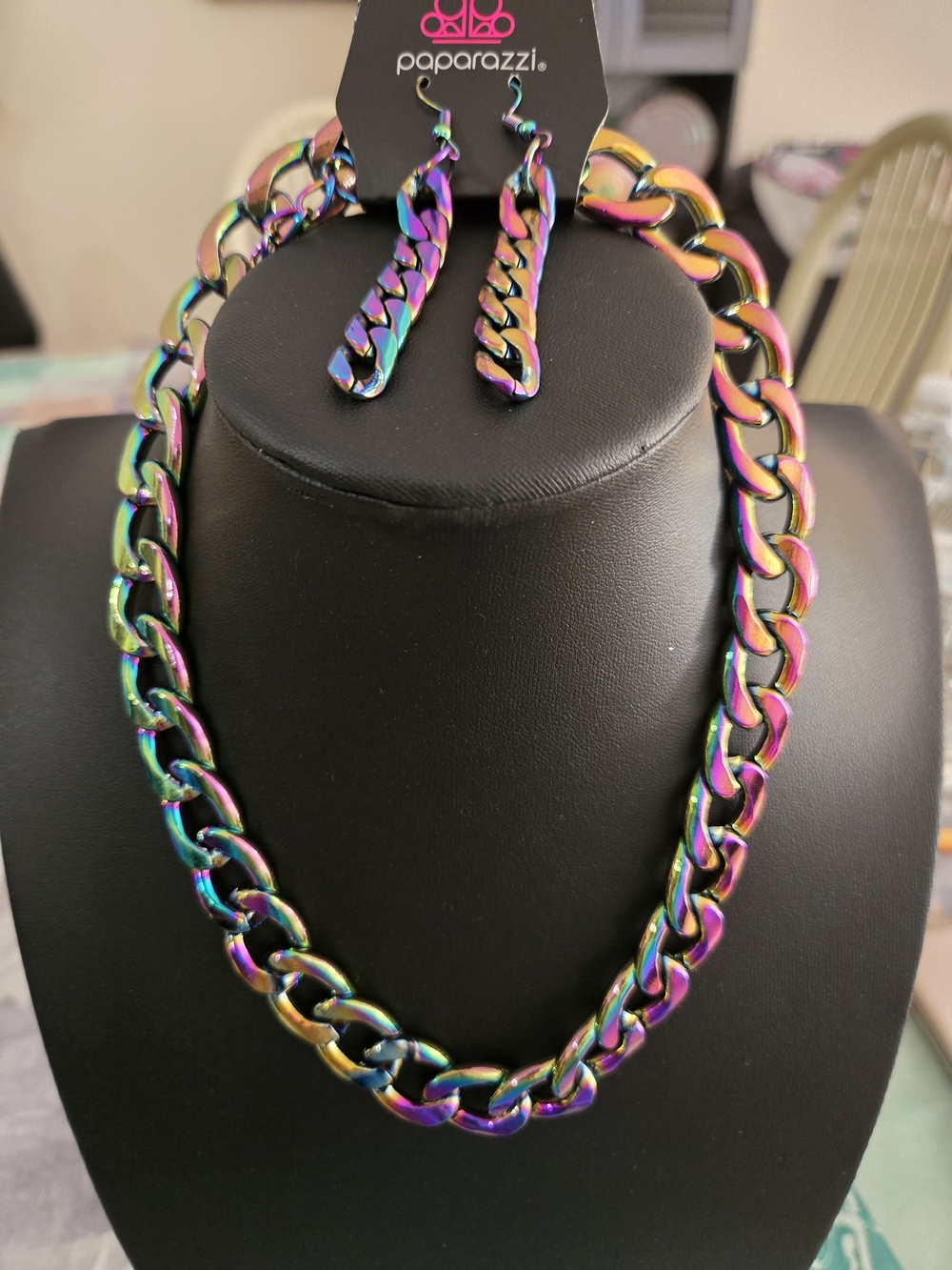 paparazzi Rainbow Iridescent Chain Necklace and Dangle Earrings